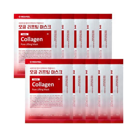 K.O鬆弛毛孔 提彈保濕～韓國 Medi Peel Red Lacto Collagen Pore Lifting Mask 乳酸菌X膠原蛋白收毛孔緊緻面膜 - 10片裝