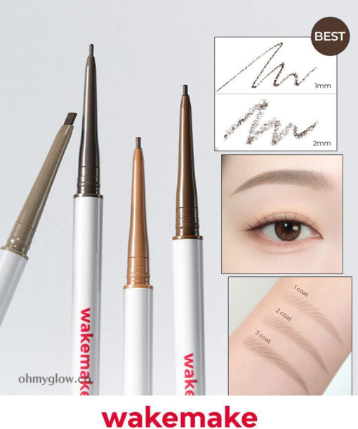 25年新版～韓國 Wakemake Soft Drawing Silm Brow 1mm 精細斜角柔和根根分明雙頭眉筆 - 4色選擇