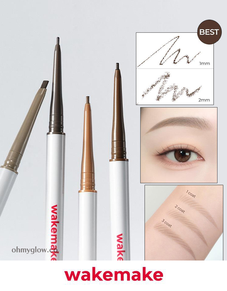 25年新版～韓國 Wakemake Soft Drawing Silm Brow 1mm 精細斜角柔和根根分明雙頭眉筆 - 4色選擇