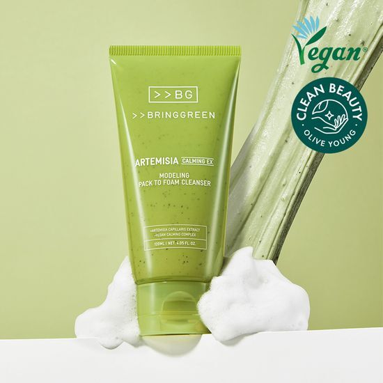 韓國 2合1面膜+潔面～Bring Green Artemisia Calming Ex Modeling Pack To Foam 茵陳蒿萃取鎮定泥膜+角質潔面 - 120ml