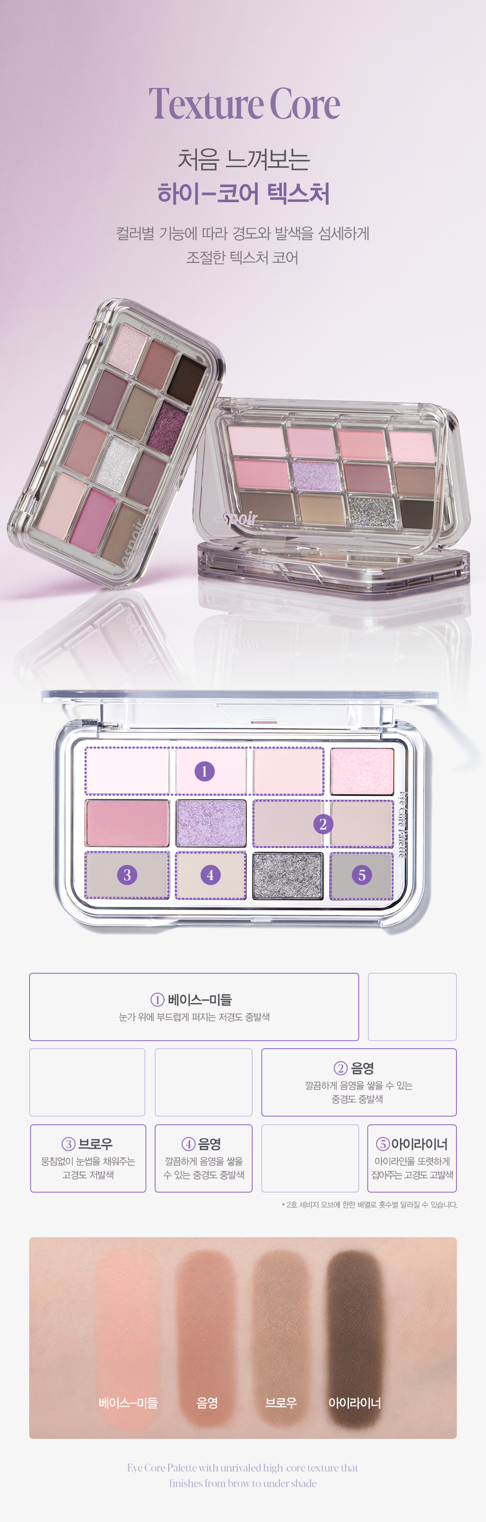 新色入!【限量set 🎁送雙頭眼影眉掃】hardcore綜合盤~一盤搞掂眉,眼,修容!韓國 espoir Eye Core Palette 多用途12色妝容眼影盤 - 7色調選擇