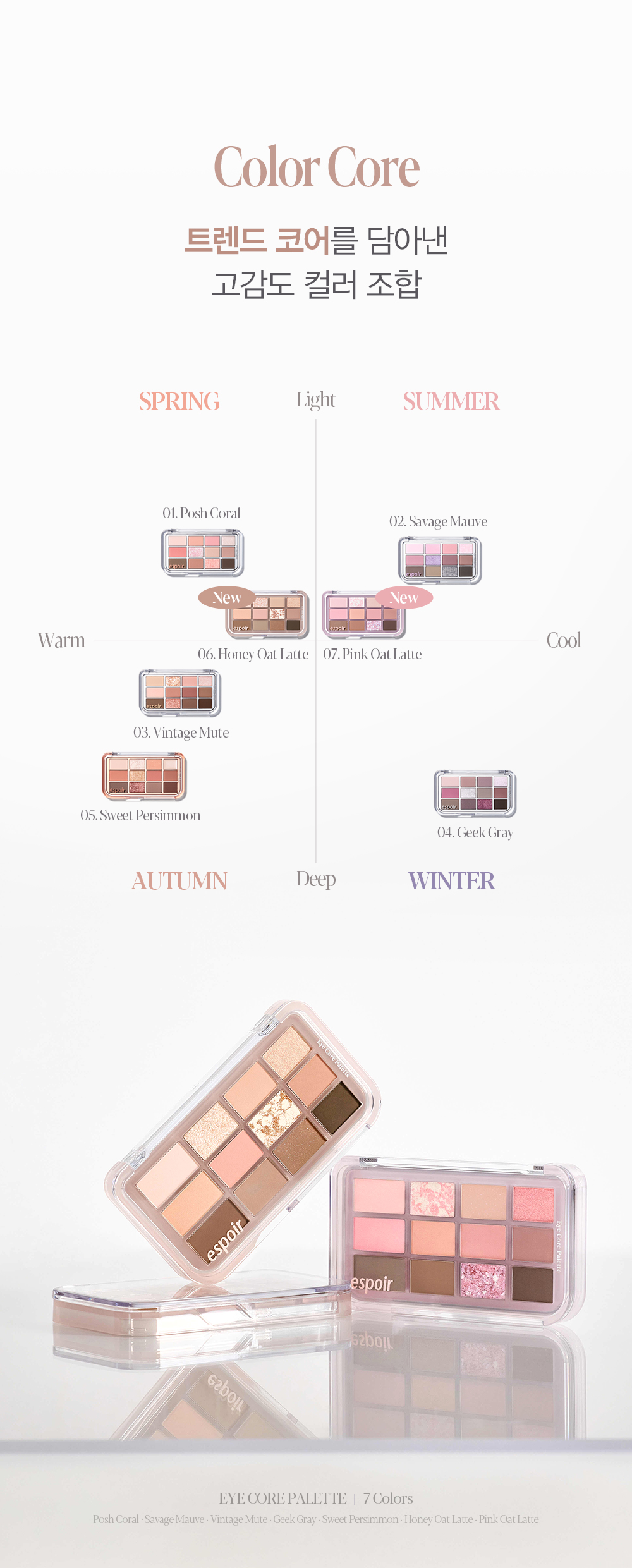 新色入!【限量set 🎁送雙頭眼影眉掃】hardcore綜合盤~一盤搞掂眉,眼,修容!韓國 espoir Eye Core Palette 多用途12色妝容眼影盤 - 7色調選擇