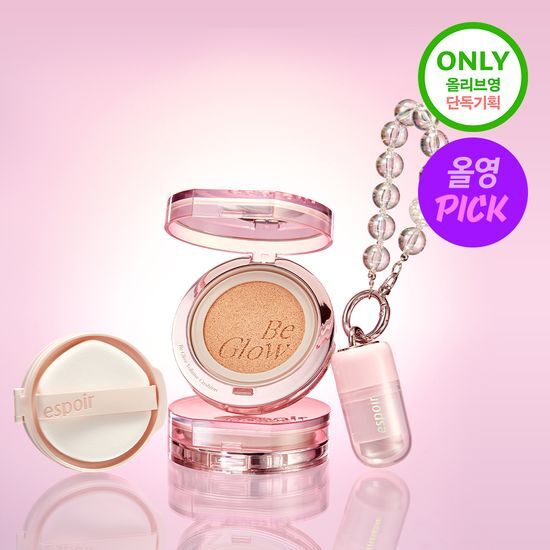 【Flash Glow限量版Set 送keyring高光棒!】 韓國 espoir Be Glow Volume Cushion 持久立體水光保濕粉底氣墊連補充裝 SPF42+ PA++++ - 4色選擇