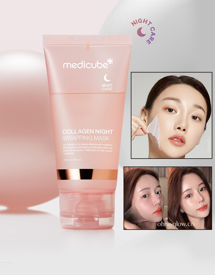 韓國 medicube Collagen Night Wrapping Mask 膠原蛋白水光緊緻晚間睡眠撕拉式面膜 - 75ml
