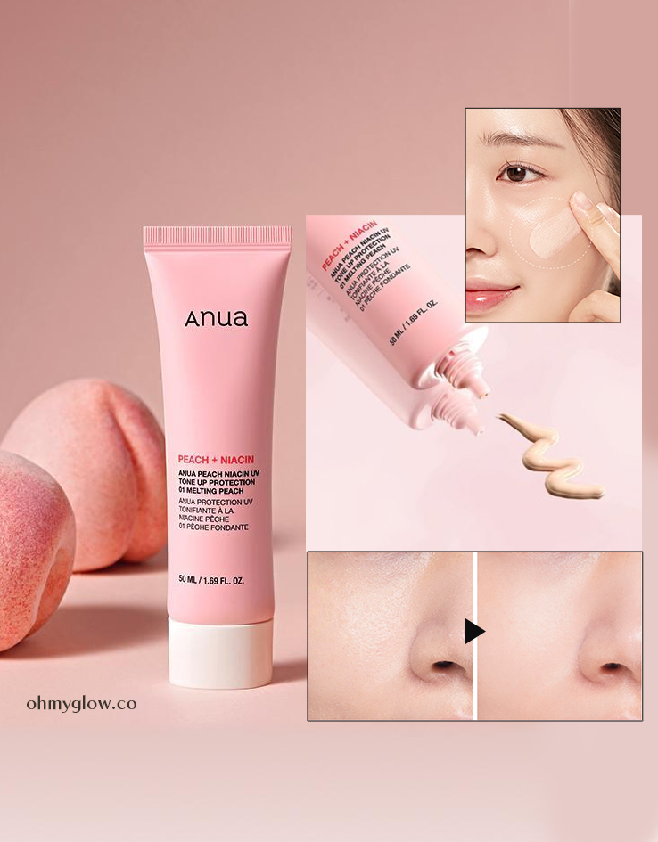 韓國 ANUA Peach Niacin UV Tone Up Protection SPF 50+ PA++++ 桃萃取菸鹼醯胺提亮有色防曬霜 #01 Melting Peach