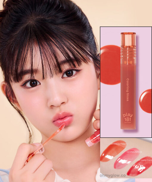 韓國平價彩妝 Play 101 by Etude Coloring Gloss 豐潤光澤唇蜜 - 3色選擇