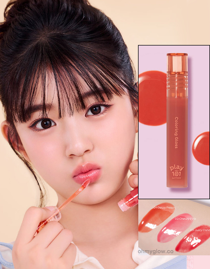 韓國平價彩妝 Play 101 by Etude Coloring Gloss 豐潤光澤唇蜜 - 3色選擇