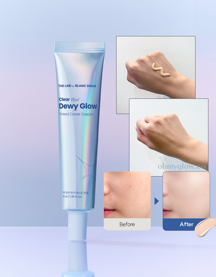 韓國平價彩妝。Daiso X The Lab by Blanc Doux Clear Hyal Dewy Glow Tinted Cover Cream 保濕透亮潤色素顏霜