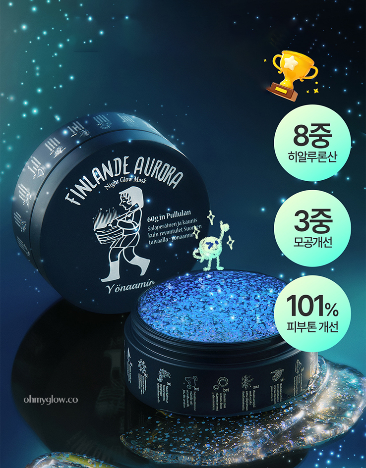 101% 煥發水亮光彩～韓國 Torhop Finlande Aurora Night Glow Mask 芬蘭北極光星夜煥發水光肌夜間修復膠囊睡眠面膜 - 60g