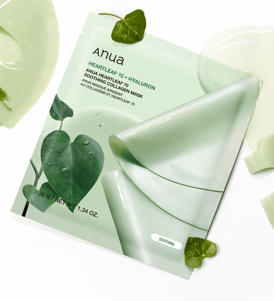 敷後變透明 高效舒緩鎮靜～韓國 ANUA Heartleaf 70 Soothing Collagen Mask 70% 🌿魚腥草低分子膠原蛋白水凝膠果凍面膜 4片裝 - 2種選擇