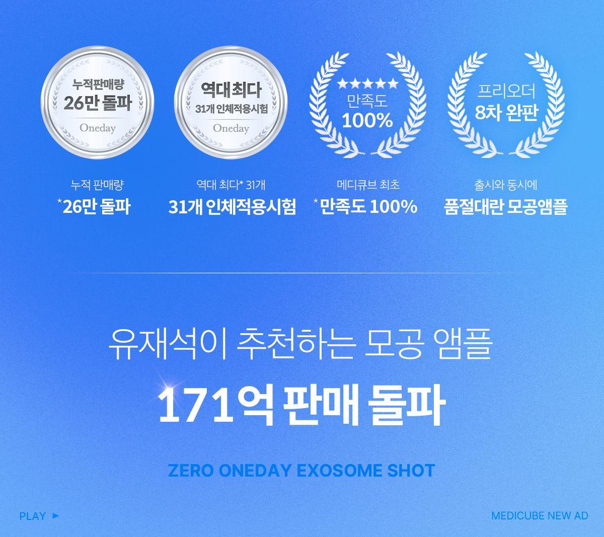韓國 medicube One Day Exosome Shot Pore Ampoule 2000 ZERO微針全效毛孔安瓶 2,000ppm