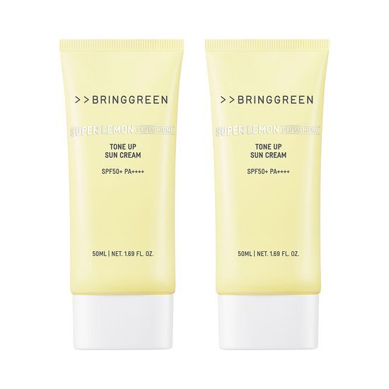 【1+1優惠Set】韓國 Bring Green Super Lemon Glutathione Tone Up Sun Cream SPF50+ PA++++🍋超級檸檬穀胱甘肽美白提亮防曬霜 - 50ml x 2