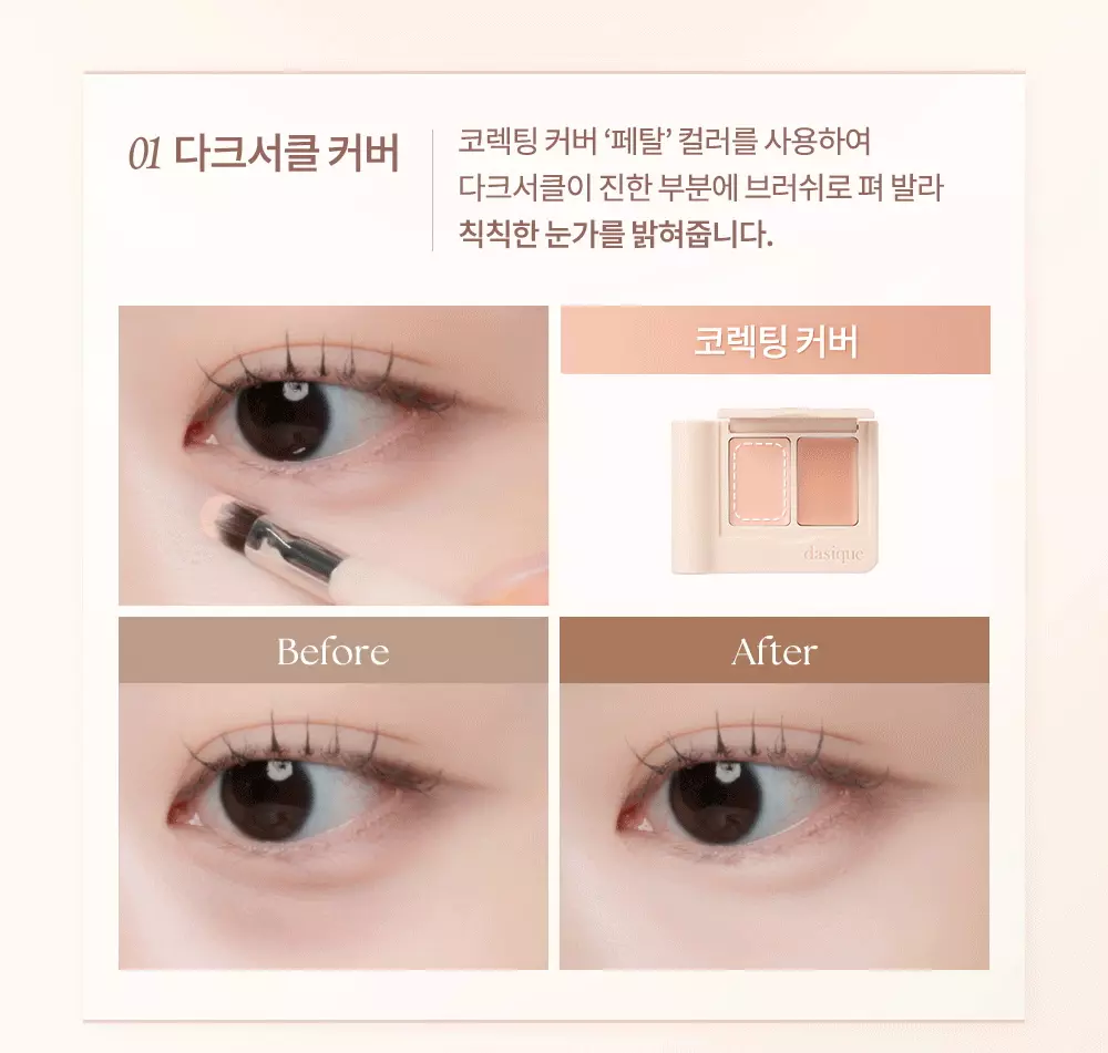 韓國 Dasique Pro Cover Dual Concealer Palette 雙色遮瑕調色盤內附遮瑕掃 - 4色調選擇