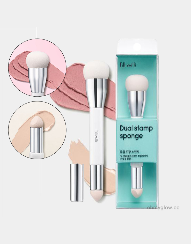 韓國 Fillimilli Dual Stamp Sponge 雙頭圓形印章饅頭海綿胭脂膏X遮瑕2in1掃連收納蓋
