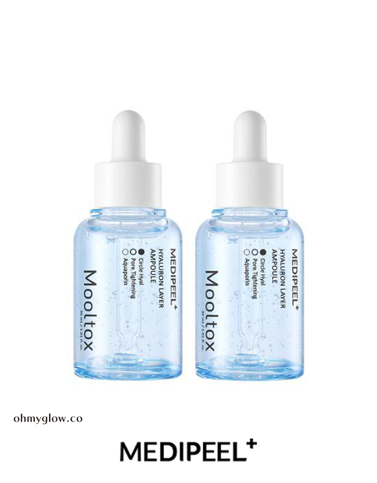 【1＋1套裝】💦保濕收毛孔！Olive Young高評保濕～韓國 Medi-Peel Hyaluronic Acid Layer Mooltox Ampoule 首創20層鎖水透明質酸保濕豐盈毛孔安瓶精華 - 30ml x 2
