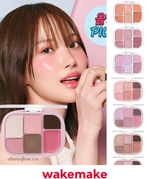 新色入09！GlowPick🏆 胭脂X眼影X高光 3 In 1! 韓國 WakeMake Soft Sheer Multi Palette 6色多用途綜合盤(#01-09) - 9色調選擇