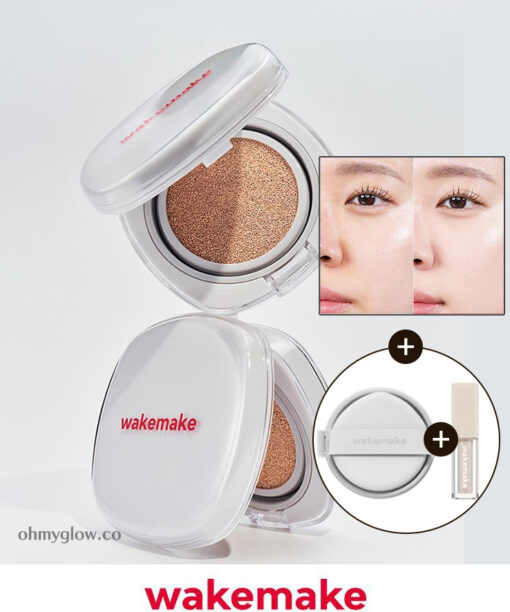 新增【迷你版/限量送遮瑕液】～韓國 Wakemake Seamless Wear Cushion 無縫貼服0毛孔半霧面氣墊粉底連補充裝 / 迷你氣墊 - 6色選擇