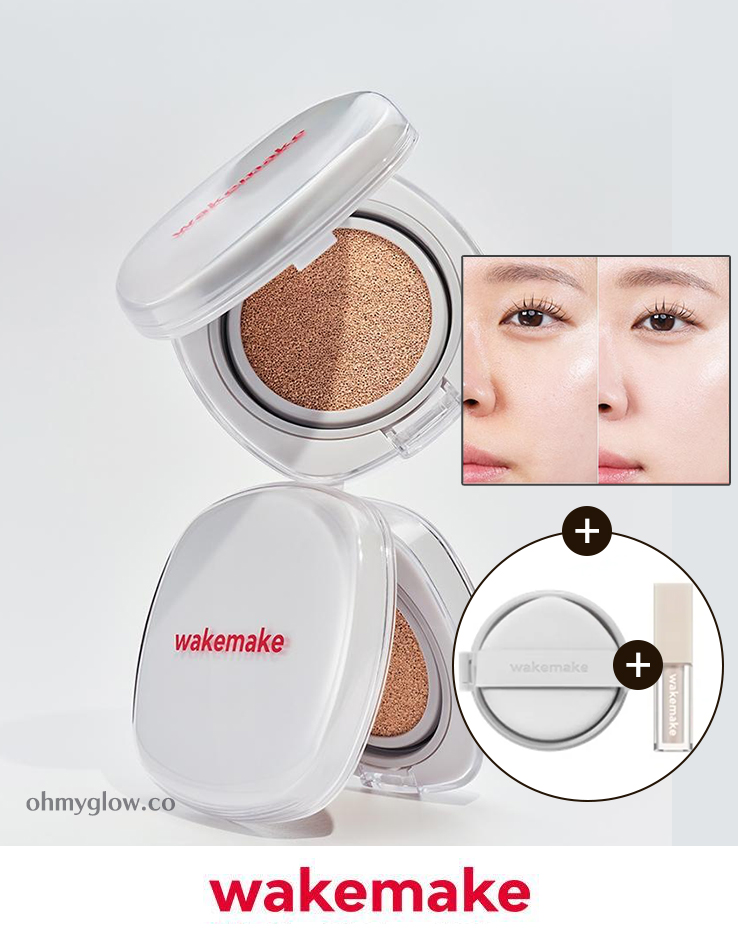 新增【迷你版/限量送遮瑕液】～韓國 Wakemake Seamless Wear Cushion 無縫貼服0毛孔半霧面氣墊粉底連補充裝 / 迷你氣墊 - 6色選擇