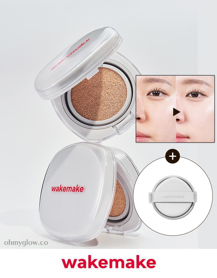 Wakemake Seamless Wear Cushion 無縫貼服0毛孔半霧面氣墊粉底連補充裝 - 6色選擇