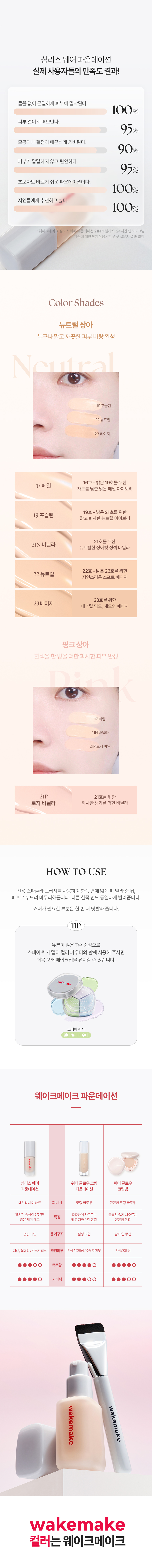 韓國 Wakemake Seamless Wear Foundation SPF30 PA+++ 無縫裸感貼服半霧面粉底液 - 6色選擇