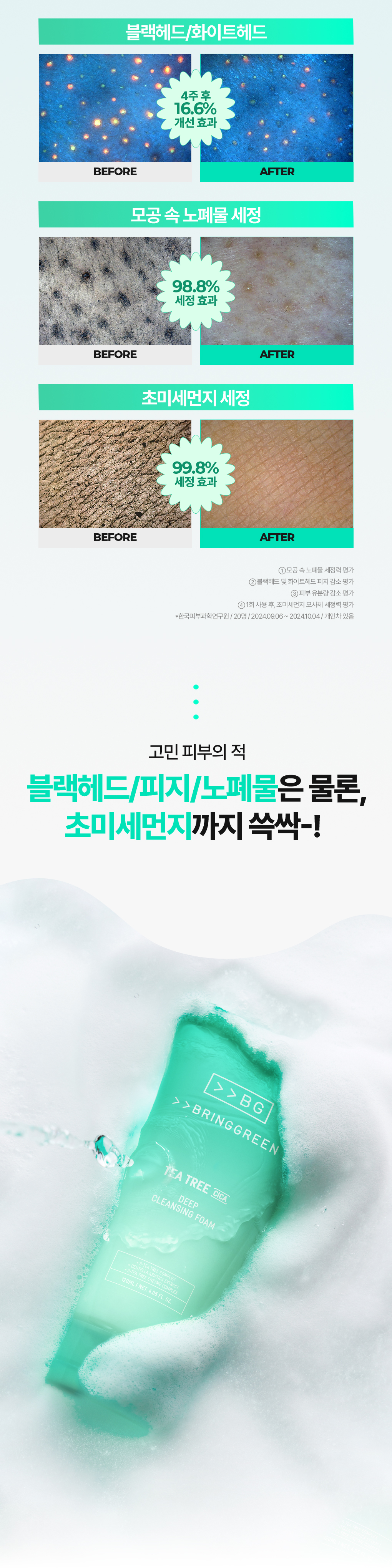 韓國 【1＋1優惠SET】Bring Green Tea Tree Cica Deep Cleansing Foam Double Set 茶樹積雪草深層潔淨泡泡洗面乳 - 120ml x 2