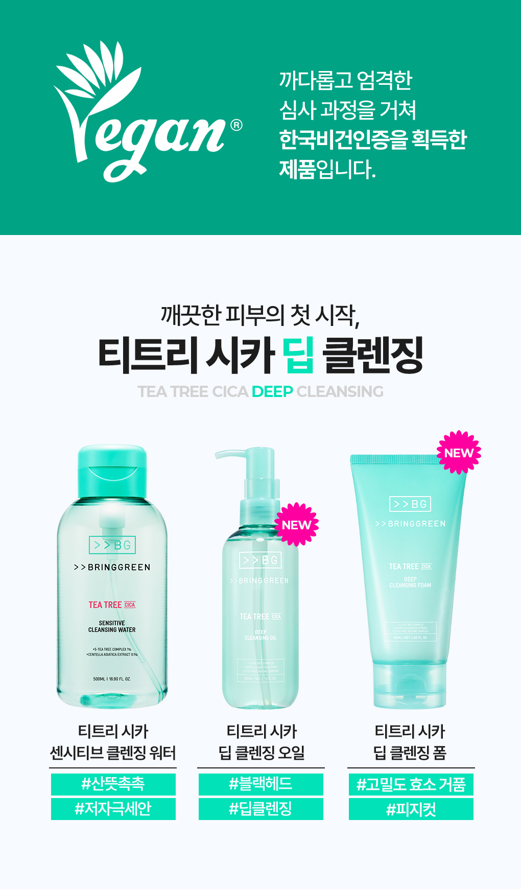 韓國 【1＋1優惠SET】Bring Green Tea Tree Cica Deep Cleansing Foam Double Set 茶樹積雪草深層潔淨泡泡洗面乳 - 120ml x 2