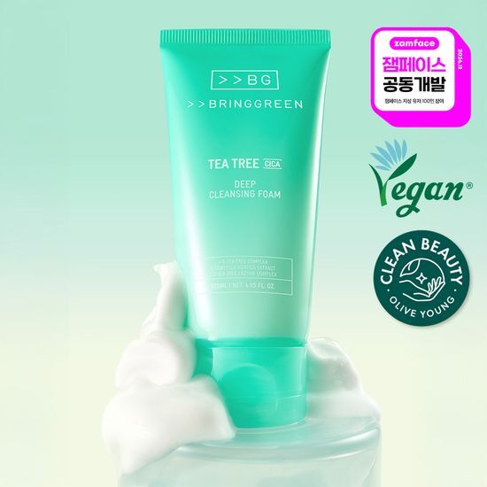韓國 【1＋1優惠SET】Bring Green Tea Tree Cica Deep Cleansing Foam Double Set 茶樹積雪草深層潔淨泡泡洗面乳 - 120ml x 2