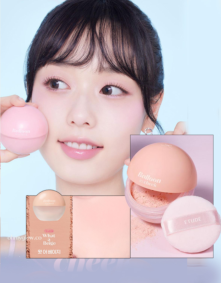韓國 etude Balloon In Cheek 🎈氣球波波控油胭脂粉連粉撲 - 5色選擇