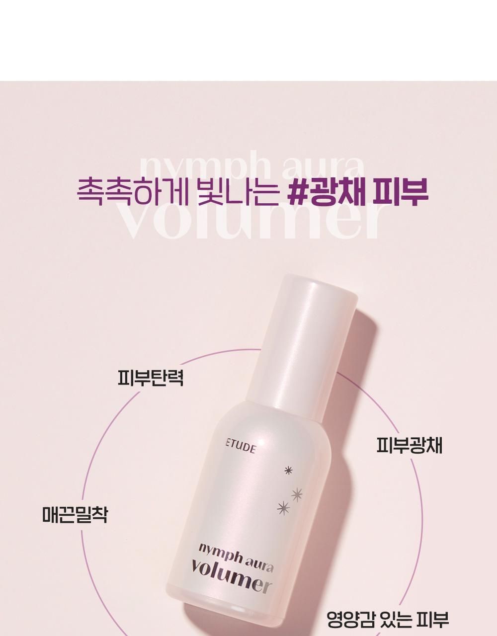 打造貼服水光肌~韓國 etude Nymph Aura Volumer 滋潤保濕自然亮澤底妝提亮乳