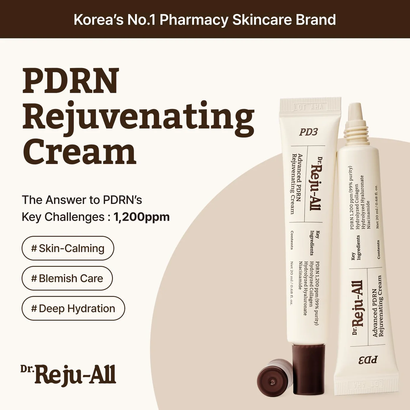 〖韓國藥房熱賣〗新版增量～Dr Rejuall Advanced PDRN Relief Cream 醫美級麗珠蘭成份高濃度PDRN再生修復霜 - 30ml