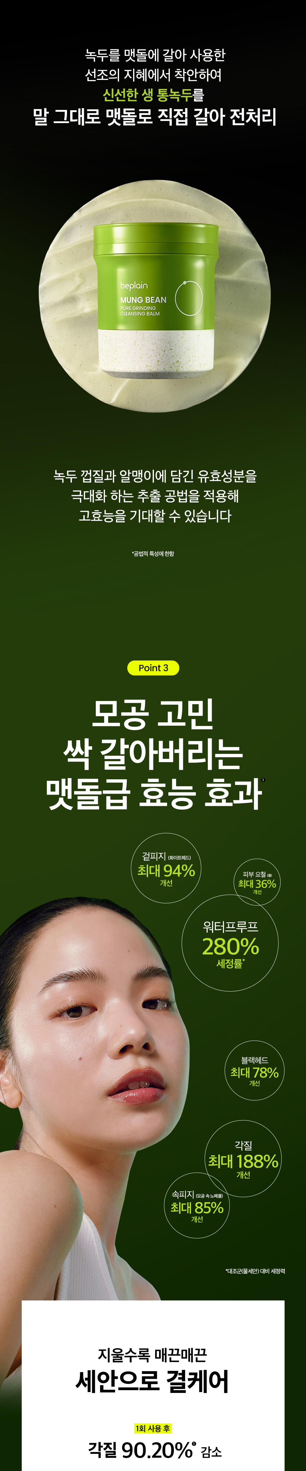 研磨石潔面膏～韓國 beplain Mung Bean Pore Grinding Cleansing Balm 綠豆清毛孔卸妝潔面膏 - 100ml