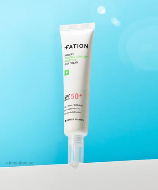 痘痘肌友好～70%護膚保濕精華～韓國 東亞藥廠出品 FATION Nosca9 Trouble Comfort Moisture Sun Cream SPF 50+ PA++++專利肝素鎮靜水潤保濕防曬 - 40ml
