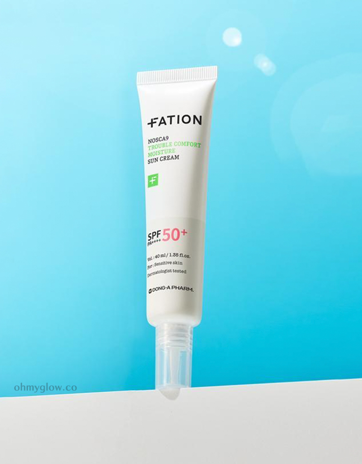 痘痘肌友好～70%護膚保濕精華～韓國 東亞藥廠出品 FATION Nosca9 Trouble Comfort Moisture Sun Cream SPF 50+ PA++++專利肝素鎮靜水潤保濕防曬 - 40ml