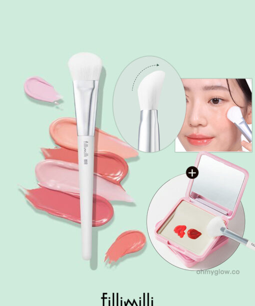 霜狀奶油胭脂專用掃～韓國化妝師共同研發 FilliMilli Creamy Blusher Brush #888(+ Makeup Palette) 圓形斜角胭脂膏掃附送調色盤連鏡