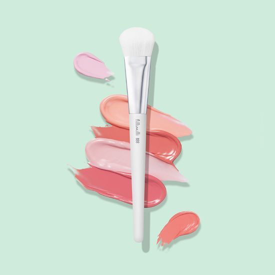 霜狀奶油胭脂專用掃～韓國化妝師共同研發 FilliMilli Creamy Blusher Brush #888(+ Makeup Palette) 圓形斜角胭脂膏掃附送調色盤連鏡