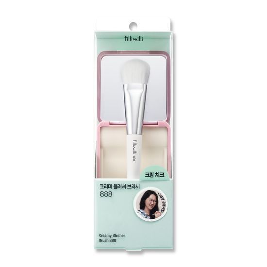 霜狀奶油胭脂專用掃～韓國化妝師共同研發 FilliMilli Creamy Blusher Brush #888(+ Makeup Palette) 圓形斜角胭脂膏掃附送調色盤連鏡