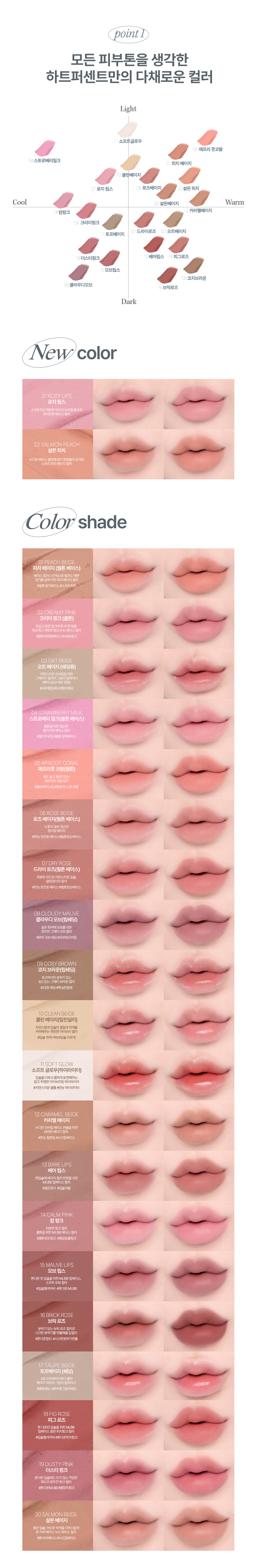 ⭐限量Set送唇釉【韓國No.1】美妝YouTuber大推🔥 深唇薄唇必備～Heart Percent Dote on Mood Pure Mood Lip Pencil 點綴心情多功能唇筆 - 22色選擇