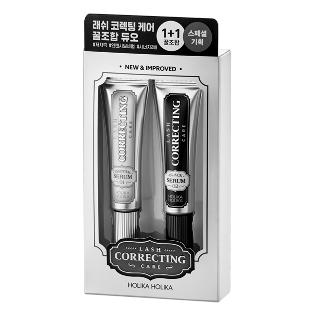 1+1套裝】韓國 Holika Holika Lash Correcting Care Set ( Essential + Black ) 矯正睫毛增長精華液早晚套裝(🖤黑色強韌睫毛 + 🤍透明修護增長) 一套2支裝