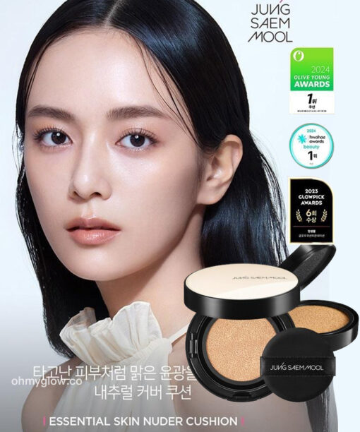 🏆殿堂級氣墊 ～韓國 JUNG SAEM MOOL Essential Skin Nuder Cushion SPF50+ PA+++ 持久遮瑕裸膚自然光澤氣墊連補充裝 - 8色選擇