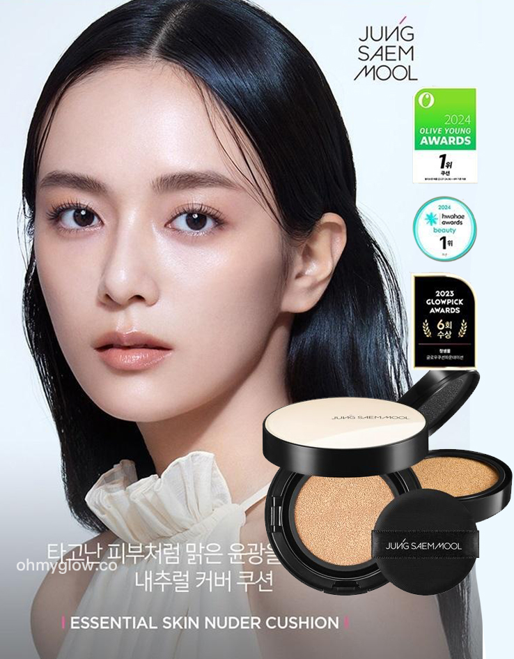 🏆殿堂級氣墊 ～韓國 JUNG SAEM MOOL Essential Skin Nuder Cushion SPF50+ PA+++ 持久遮瑕裸膚自然光澤氣墊連補充裝 - 8色選擇