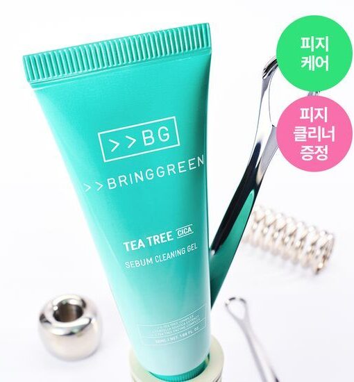【送清黑頭皮脂棒】GlowPick🏆 韓國 Bring Green Tea Tree CICA Sebum Cleansing Gel (+Sebum Cleaner Set) 樹茶積雪草潔面皮脂軟化深清毛孔黑頭凝膠凝膠 - 50ml