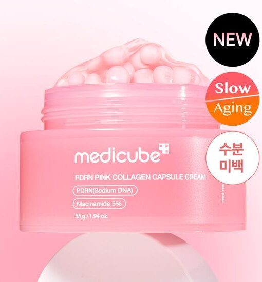 減淡陳年色斑～韓國 medicube PDRN Pink Collagen Capsule Cream 粉紅膠原蛋白 X 三文魚PDRN 提亮膠囊+保濕凝膠修復面霜 - 55g