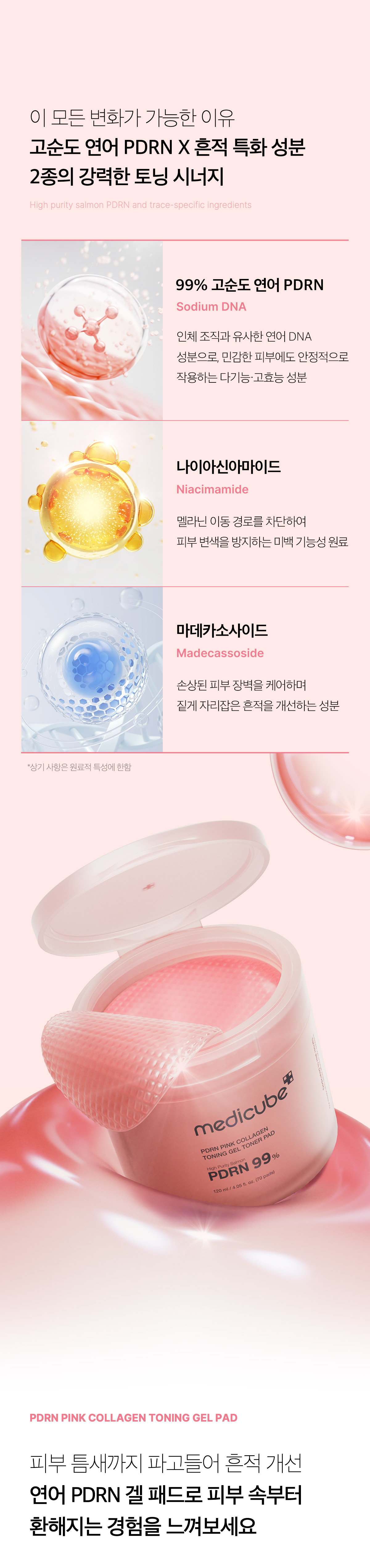 韓國 medicube PDRN Pink Collagen Toning Gel Toner Pad 99%高純度三文魚PDRN粉紅膠原蛋白凝膠果凍爽膚棉片 - 70片裝