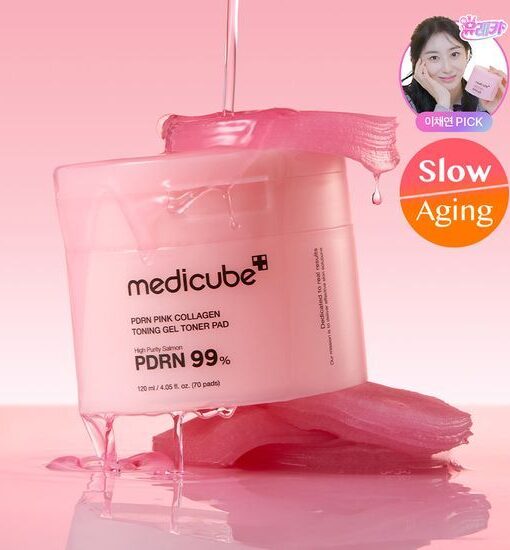 韓國 medicube PDRN Pink Collagen Toning Gel Toner Pad 99%高純度三文魚PDRN粉紅膠原蛋白凝膠果凍爽膚棉片 - 70片裝