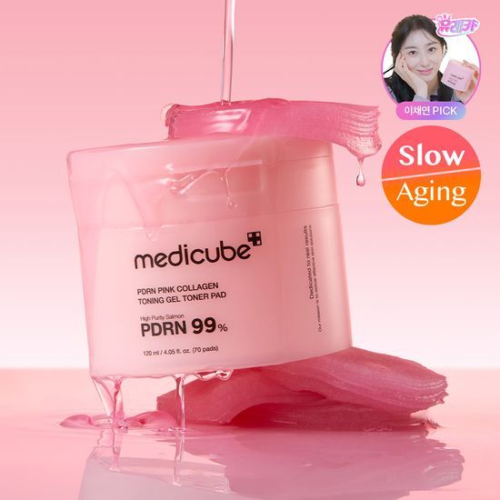 韓國 medicube PDRN Pink Collagen Toning Gel Toner Pad 99%高純度三文魚PDRN粉紅膠原蛋白凝膠果凍爽膚棉片 - 70片裝