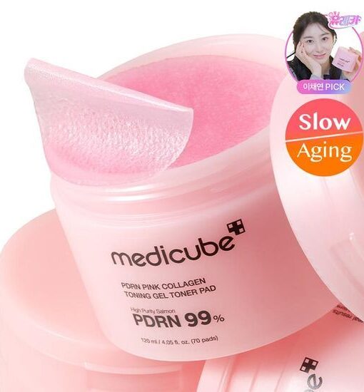 韓國 medicube PDRN Pink Collagen Toning Gel Toner Pad 99%高純度三文魚PDRN粉紅膠原蛋白凝膠果凍爽膚棉片 - 70片裝