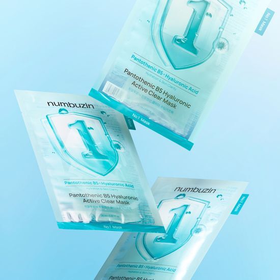 2件額外95折～韓國 numbuzin No.1 Pantothenic B5 Hyaluronic Active Clear Mask 1號活性泛酸維B5透明質酸水分炸彈保濕控油水凝膠面膜 1盒4片裝 - 3種選擇