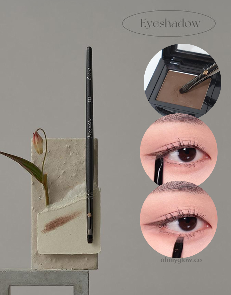 韓國 Piccasso Straight Type Eyeshadow Brush 專業級黑柄平頭一字眼影眼線掃 #722