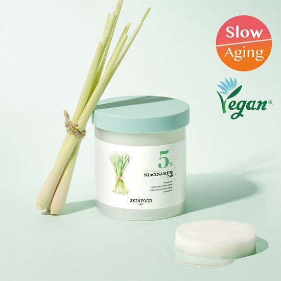 韓國 Skinfood Lemongrass Niacinamide 5 Pad 香茅酵母5%維B3美白控油爽膚棉片 - 60片裝