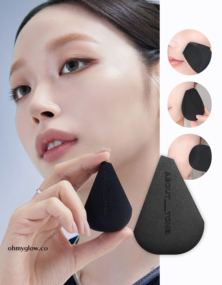 3重剪裁 乾濕兩用～韓國 About Tone Skin Layer Puff 黑色3角切面刮刀粉底粉撲